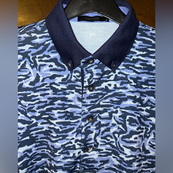 Greyson Stalking Wolf Camo Polo Button-Down Shirt Size Medium - Picture 4 of 6